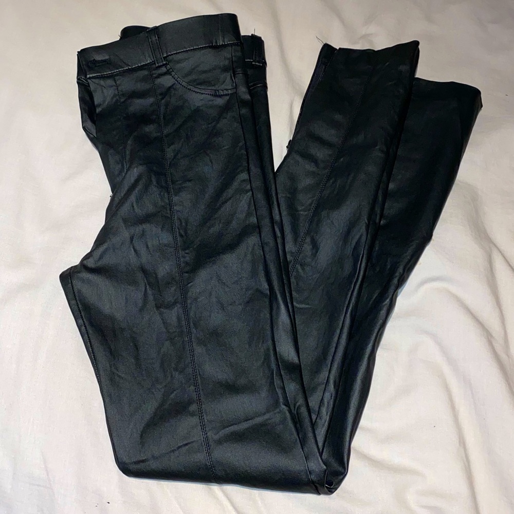 Zara High Waisted Wax Coated Pants
